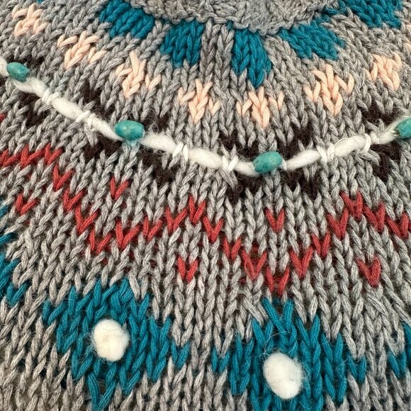 American Rag Beaded Fair Isle Sweater Vest – Size L – Gray w/ Turquoise Accents - Picture 2 of 5